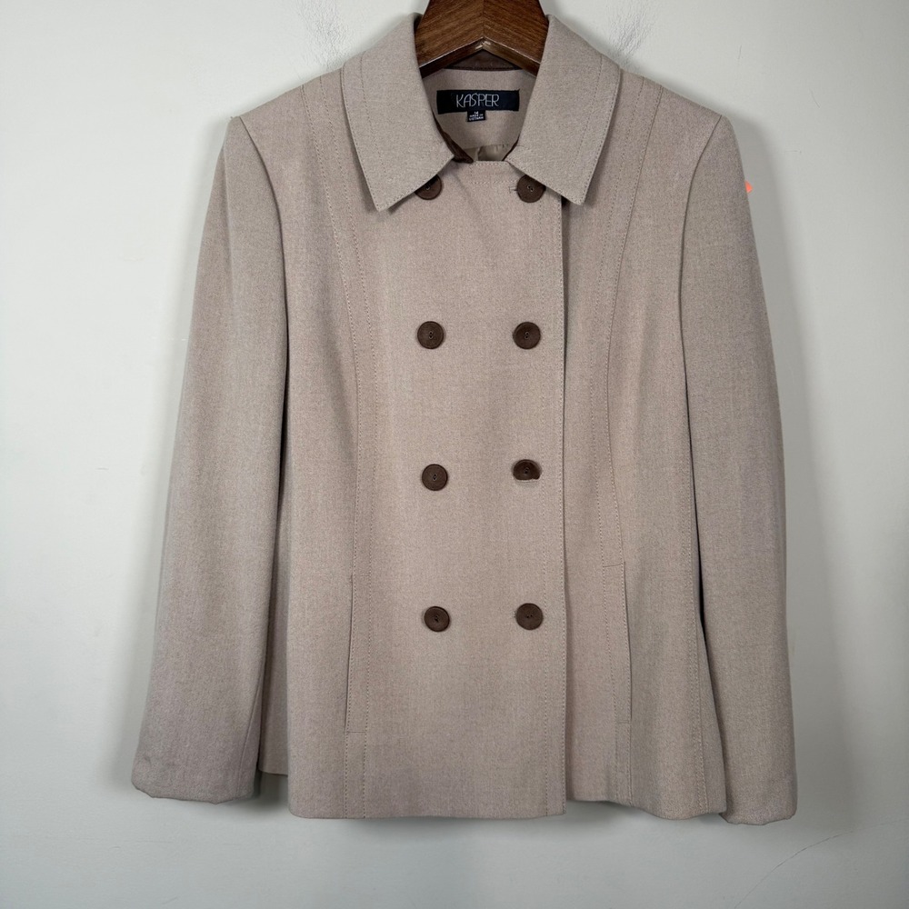 Kasper Light Brown Double Breasted Blazer Office Church Business READ